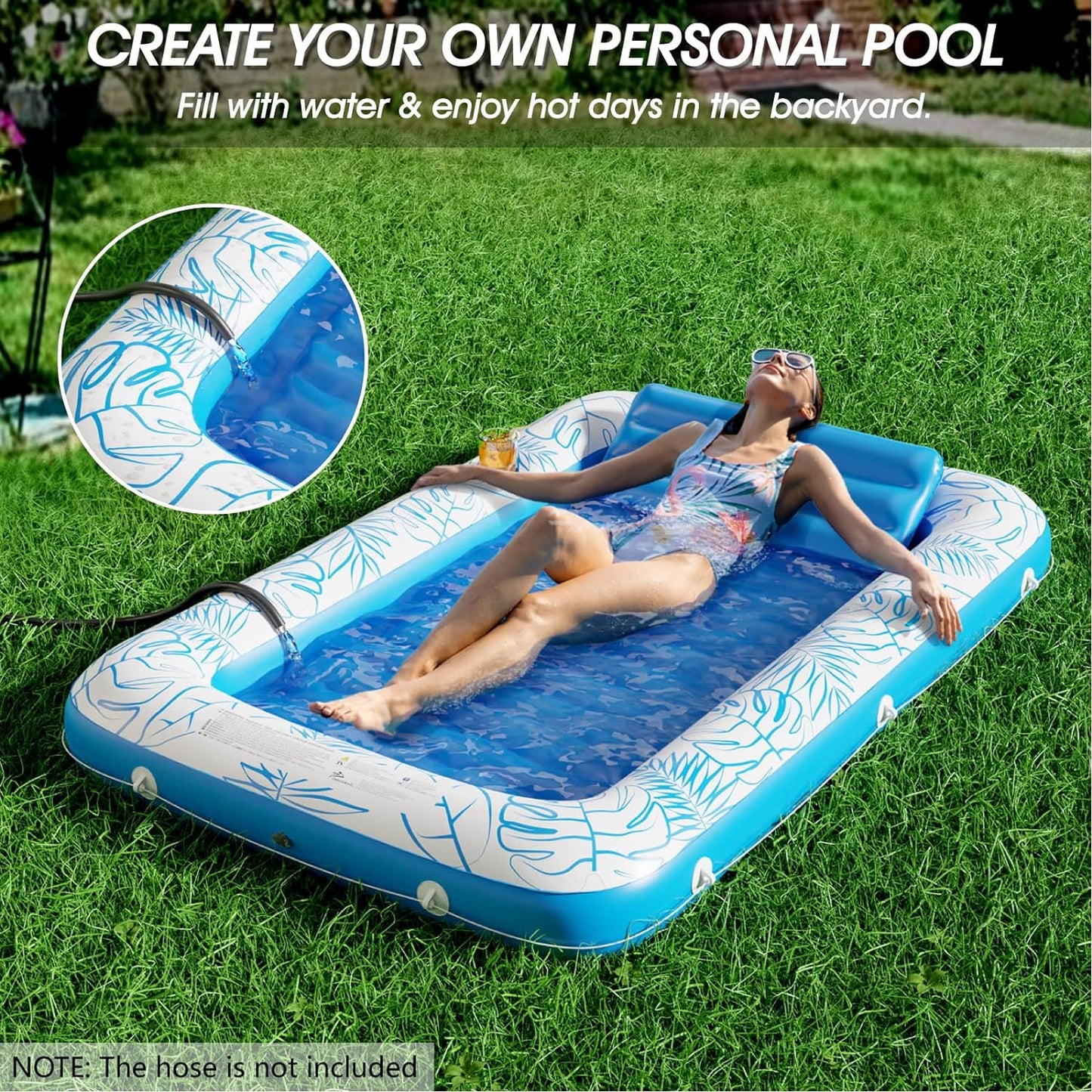 Flotador inflable de piscina para tomar sol con almohadilla