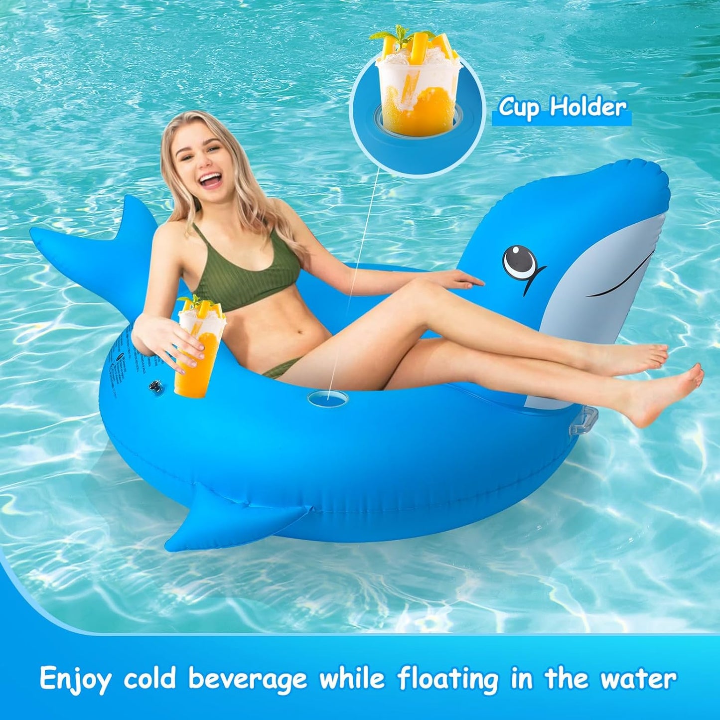 Flotador inflable de piscina con luz | Delfín