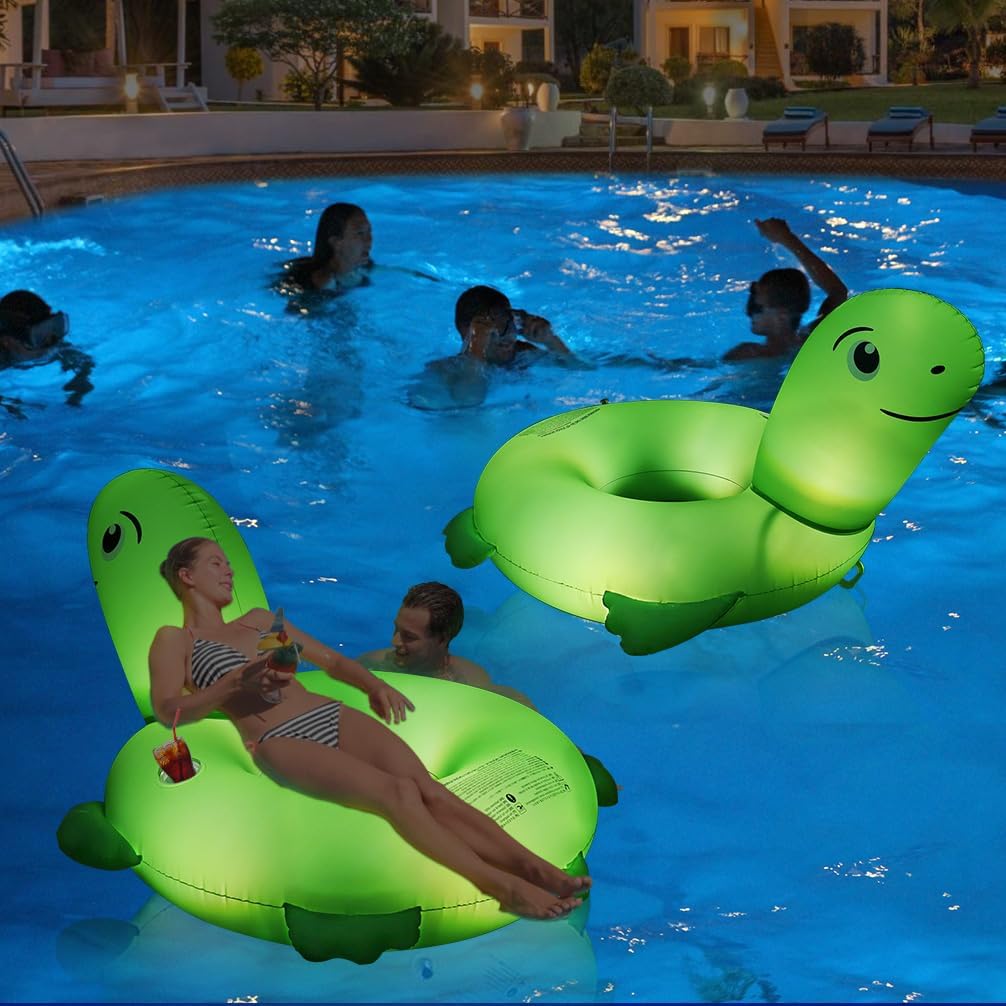 Flotador inflable de piscina con luz | Tortuga