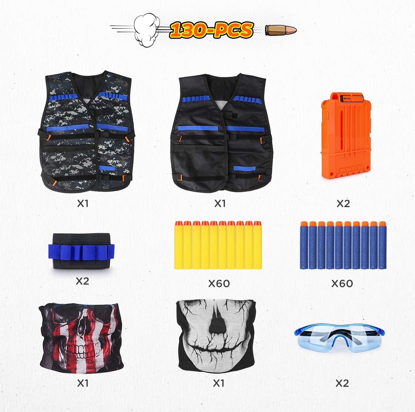 Kit de 1 y 2 chalecos tácticos para dardos Nerf