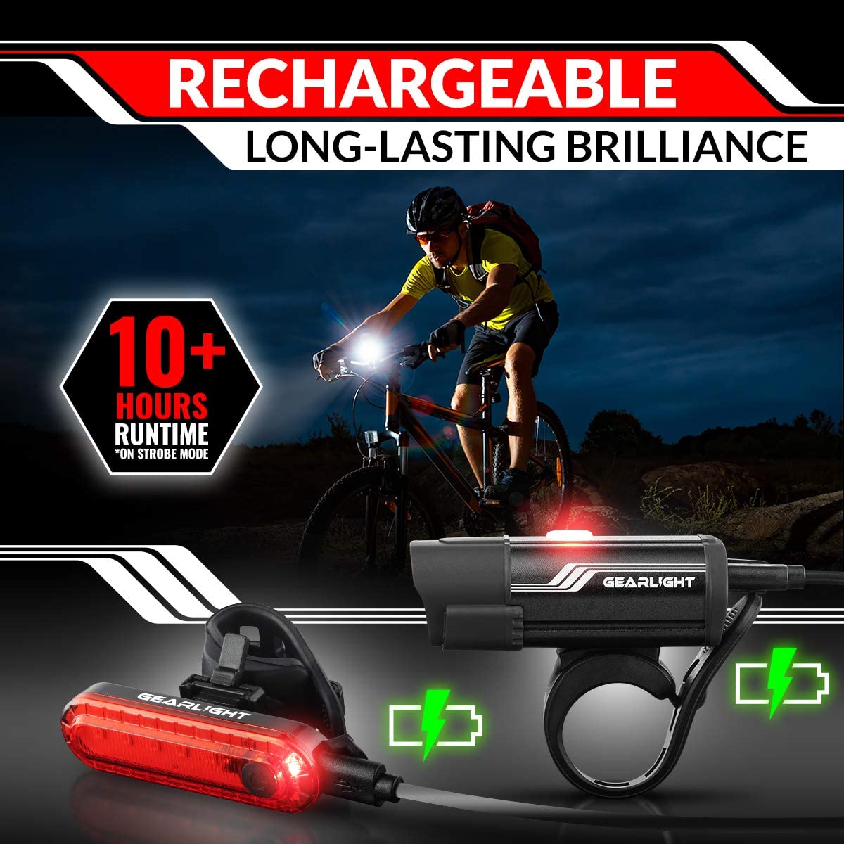 Juego de luces recargables para bicicleta S400 GearLight