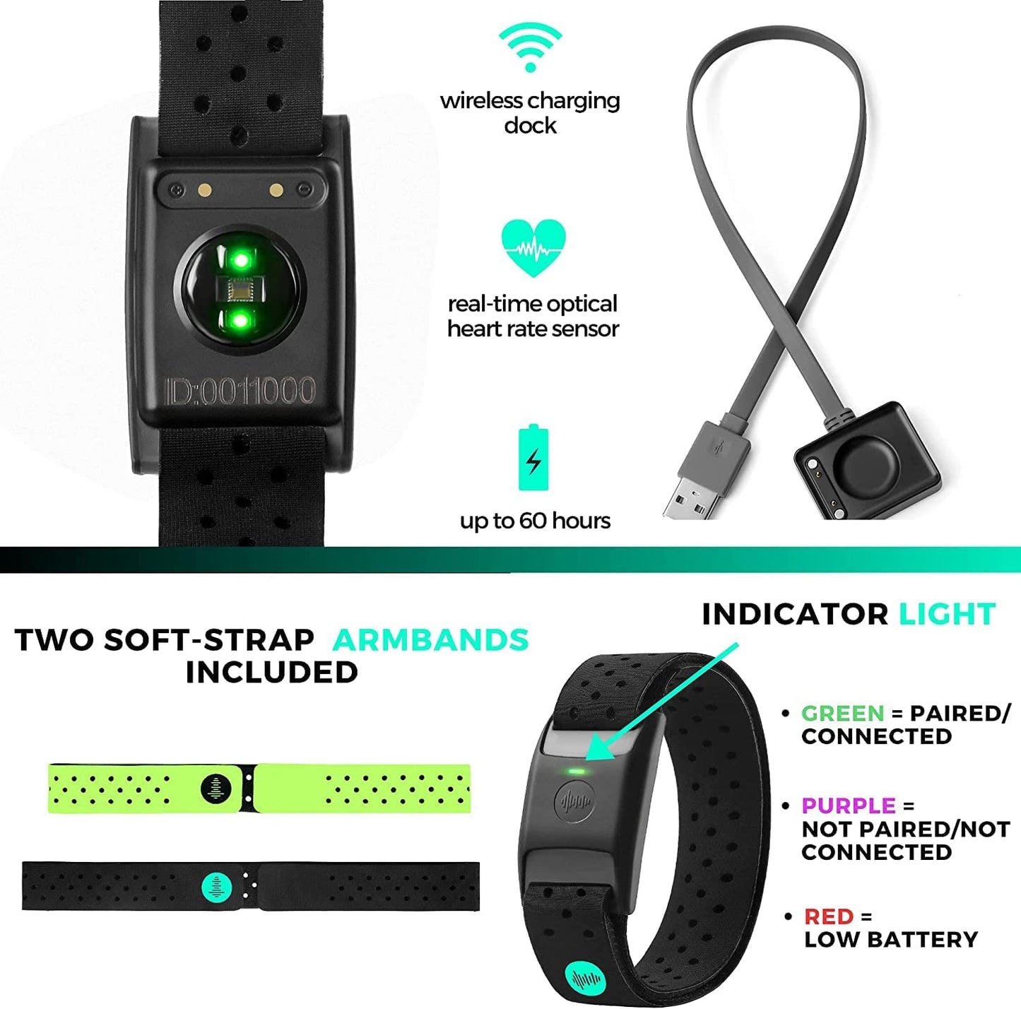 Monitor Bluetooth de frecuencia cardíaca para muñeca