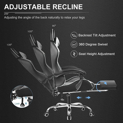 Silla gamer con reposapiés y soporte lumbar