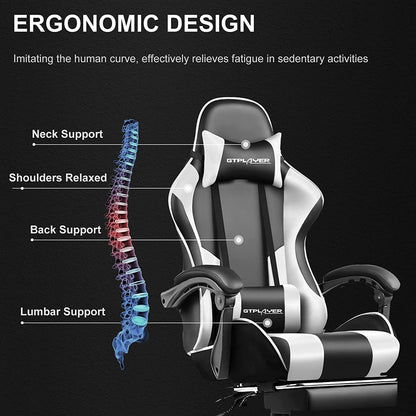 Silla gamer con reposapiés y soporte lumbar