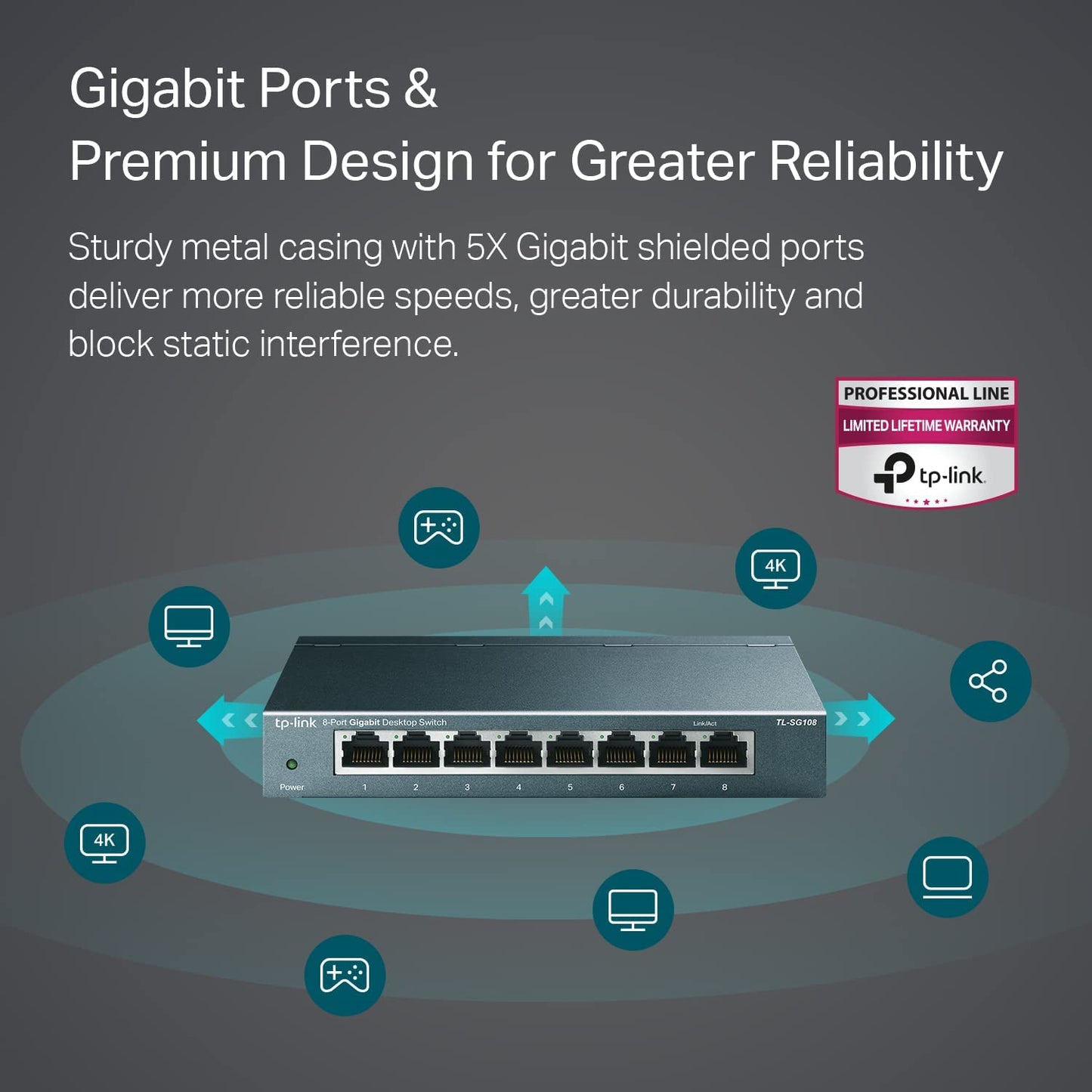 TP-Link Switch de red 8 puertos gigabit | TL-SG108