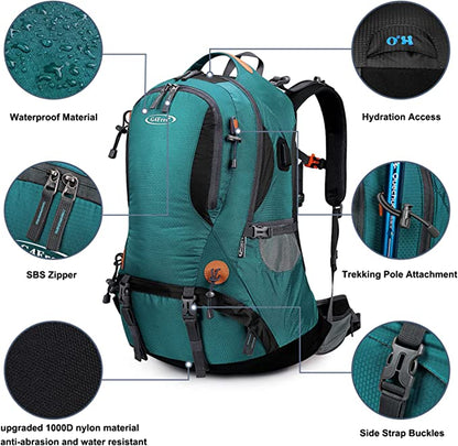 Mochila de senderismo impermeable de 50 L | Mochila de campamento y escalada